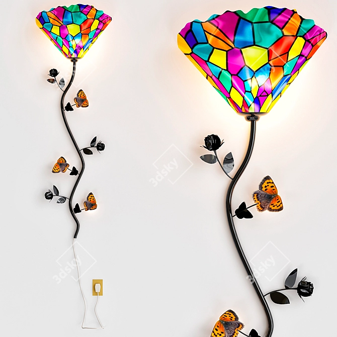 Tiffany Butterfly Wall Lamp 3D model image 1