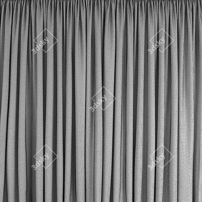 Elegant Curtains and Tulle: 370cm x 300cm Size, 3 Material Types 3D model image 3