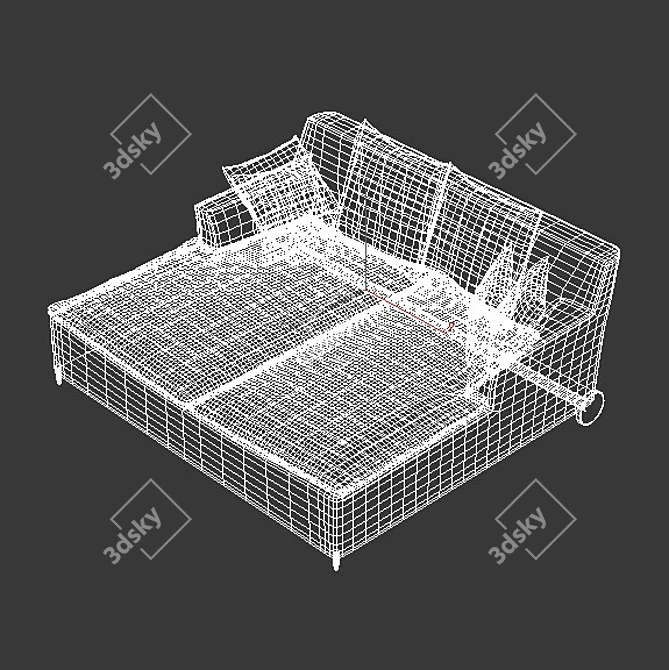 Double Balentine Deckchair with 7 Cushions 3D model image 3