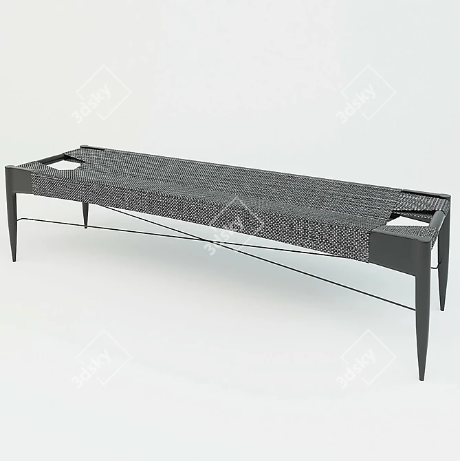 Sleek Black Bench 3D model image 1