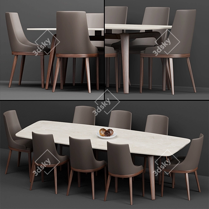 Stylish Combo: Table & Chairs (by Misuraemme) 3D model image 1