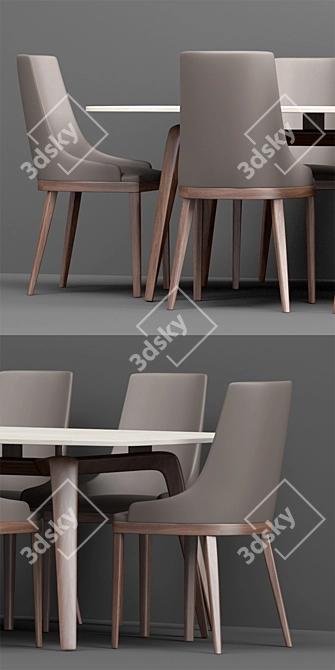 Stylish Combo: Table & Chairs (by Misuraemme) 3D model image 2