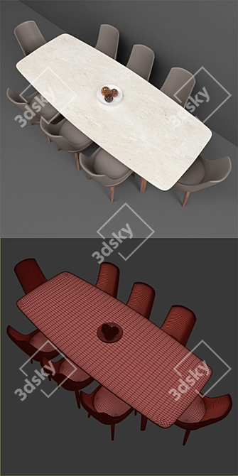 Stylish Combo: Table & Chairs (by Misuraemme) 3D model image 3