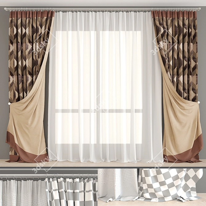 Elegant Curtains - House Textiles Collection 3D model image 1