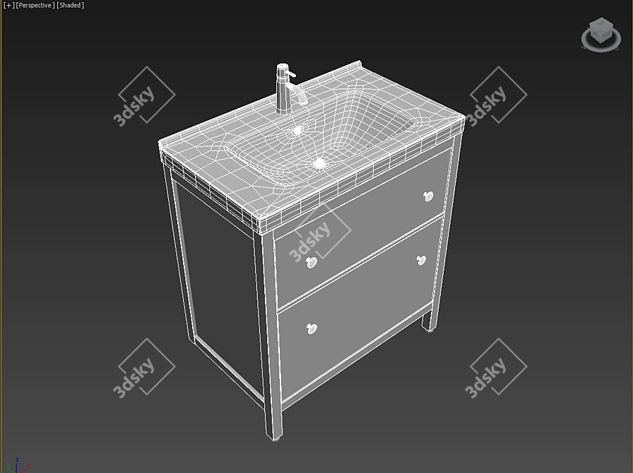 Product Title: Sleek Wash Basin Set 3D model image 3