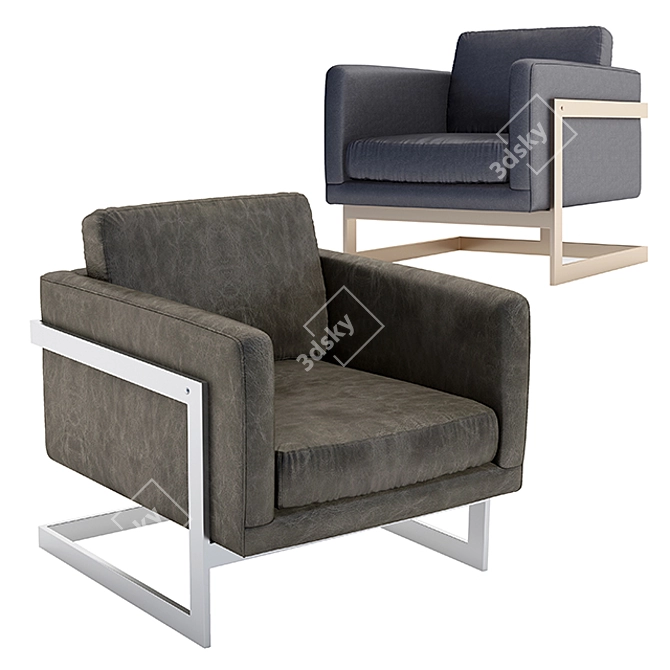  Sleek Milo Baughman Modern Sofa 3D model image 1