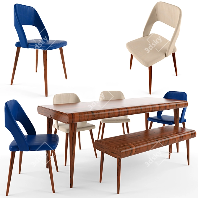 4-Piece Table Chair Set 3D model image 1