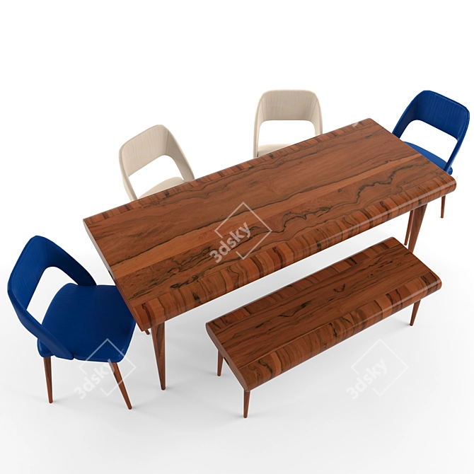 4-Piece Table Chair Set 3D model image 2