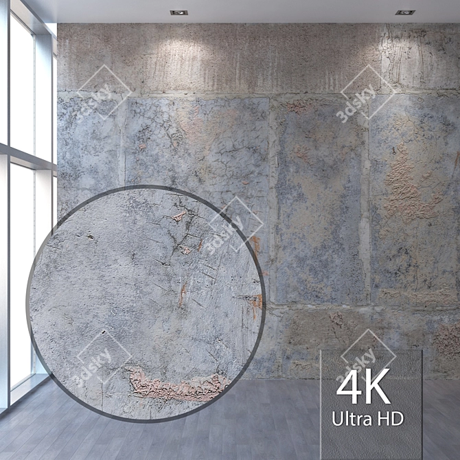 Seamless 4K Concrete Wall Texture 3D model image 1