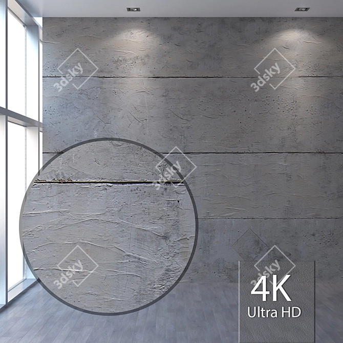 Seamless Concrete Wall Texture 3D model image 1