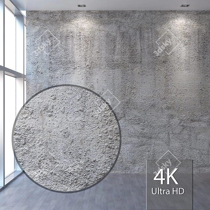 Seamless 4K Concrete Wall Texture 3D model image 1