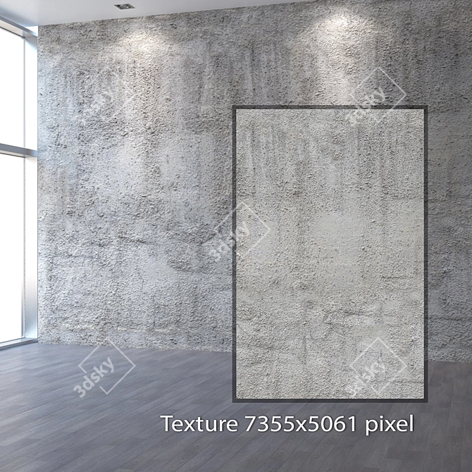 Seamless 4K Concrete Wall Texture 3D model image 2