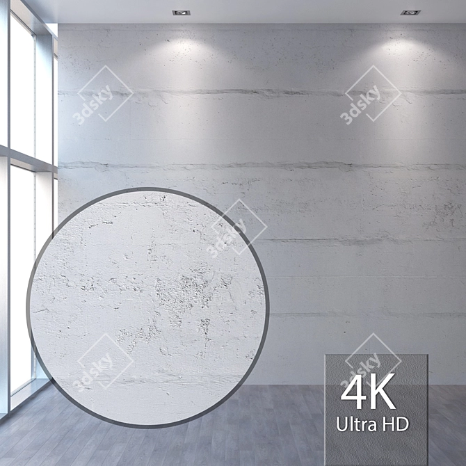 Seamless 4K Concrete Wall 3D model image 1