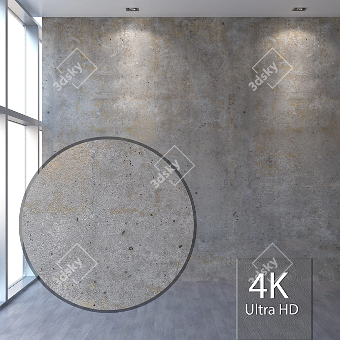 Seamless 4K Concrete Wall 3D model image 1