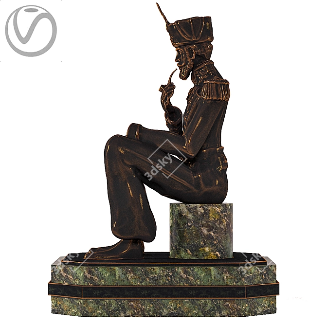 Bronze Officer with Pipe 3D model image 3