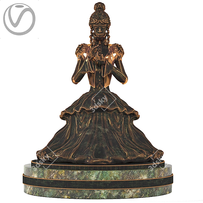 Bronze Lady Sculpture 3D model image 2