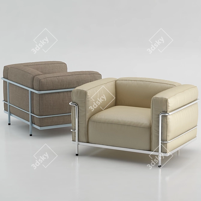 Modern 3-Seat Cassina LC3 3D model image 1