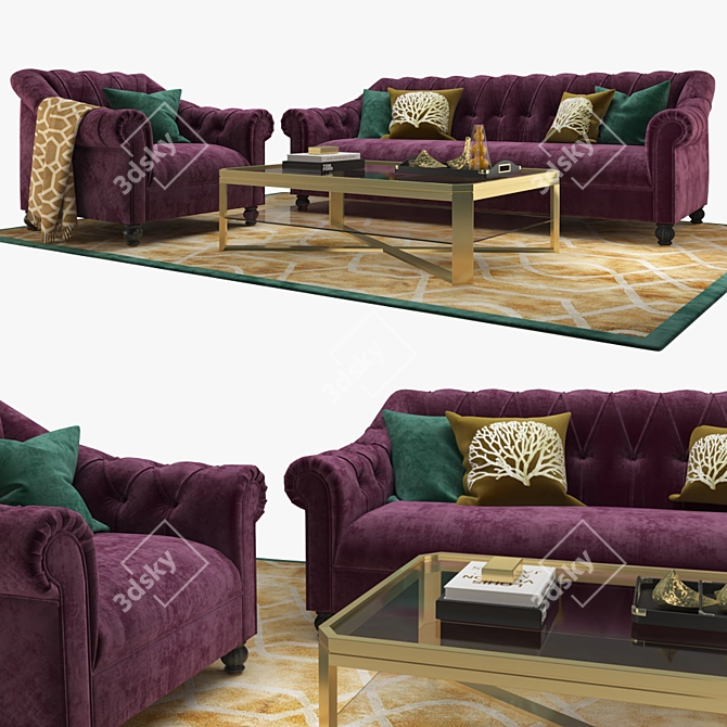 Elegant Eichholtz Brian Sofa & Armchair 3D model image 1