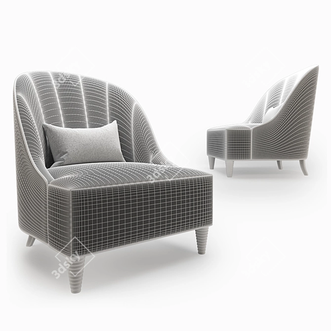 Elegant Josephine Armchair by Baker 3D model image 2