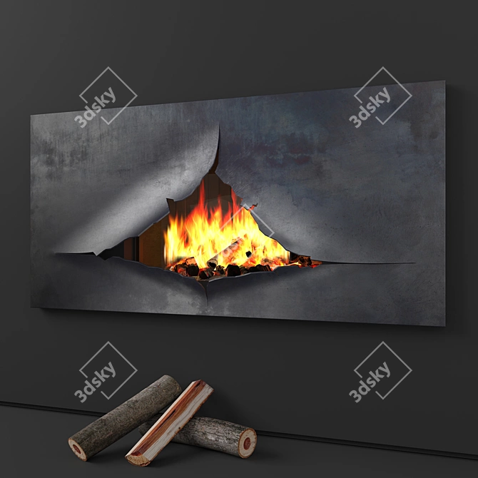 Sculptural Omegafocus Fireplace 3D model image 1