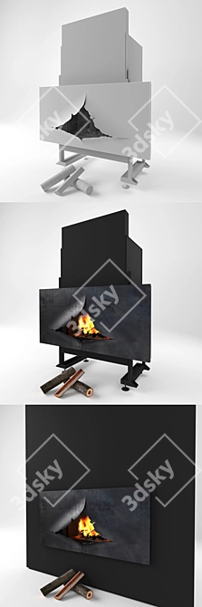 Sculptural Omegafocus Fireplace 3D model image 3
