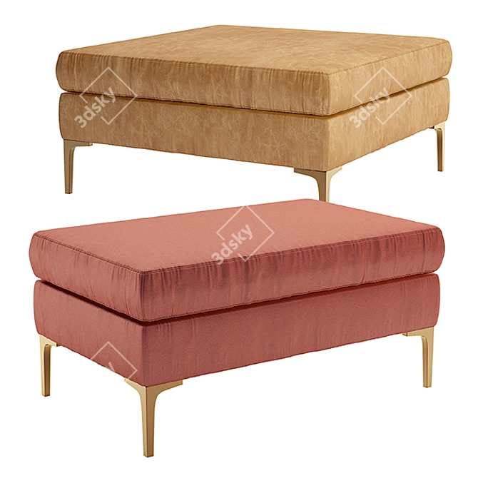 Luxury Slub Velvet Ottoman 3D model image 1