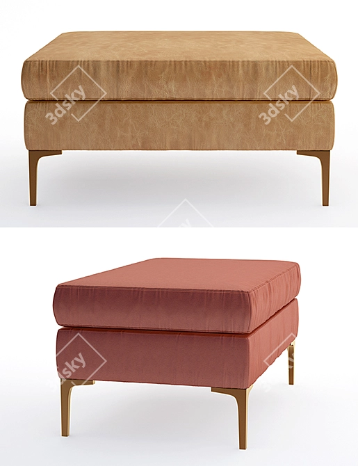 Luxury Slub Velvet Ottoman 3D model image 2