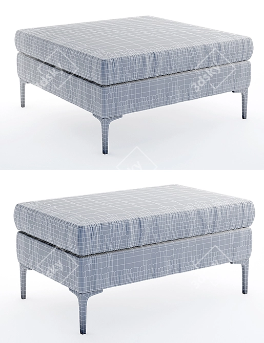 Luxury Slub Velvet Ottoman 3D model image 3