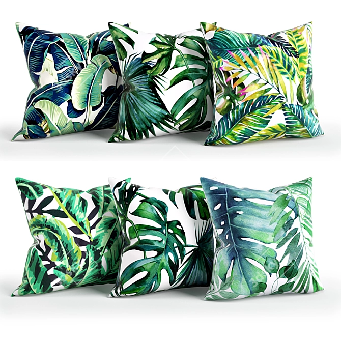 Elegant Leaves Pillow Set 3D model image 1