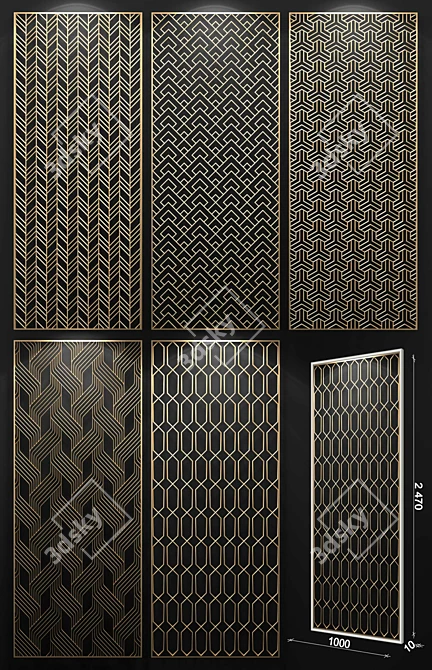 Brass Geometric Decorative Partition 3D model image 2