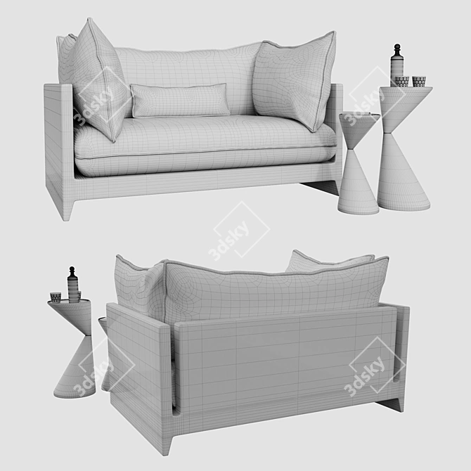 Outdoor Armchair Set with Tables and Decor 3D model image 3