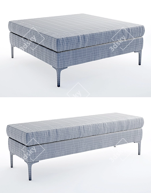 Elegant Slub Velvet Edlyn Bench 3D model image 3