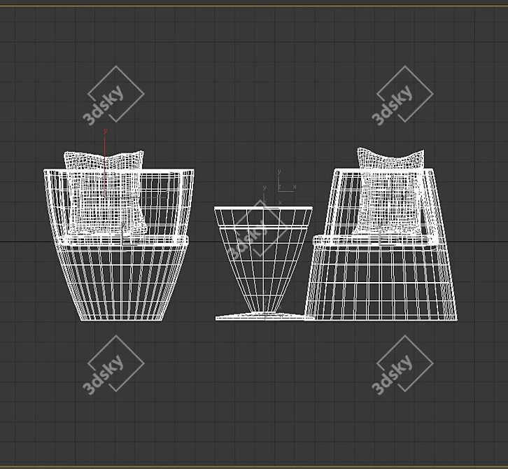 White Rattan Outdoor Furniture Set 3D model image 2