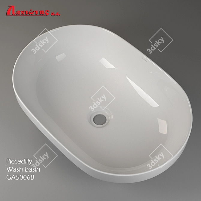 Elegant Piccadilly White Ceramic Wash Basin 3D model image 1