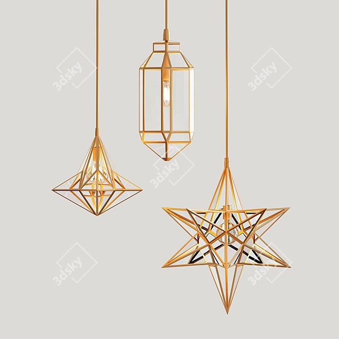 Exquisite Moroccan Glass Pendants 3D model image 1