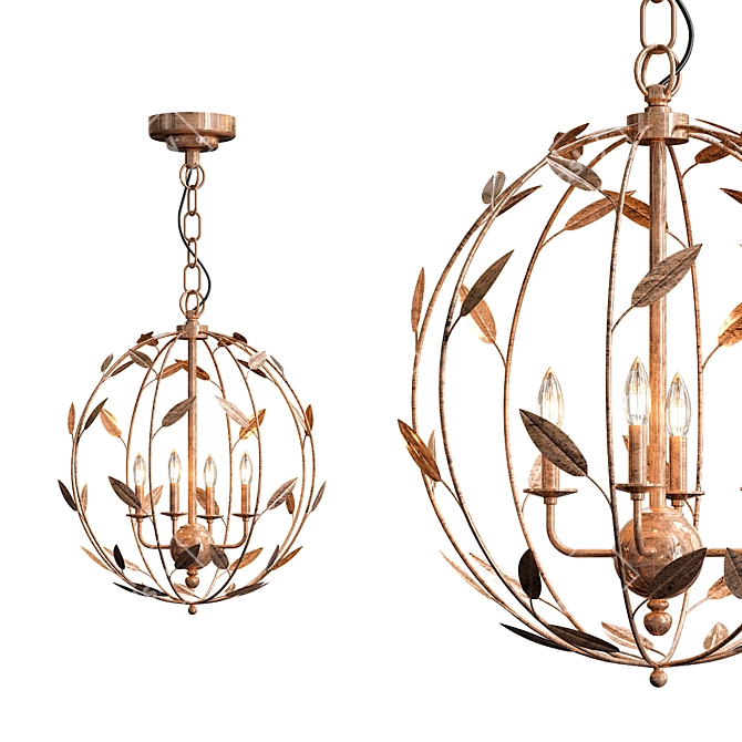 Elegant Sabina 3-Light Pendant 3D model image 1