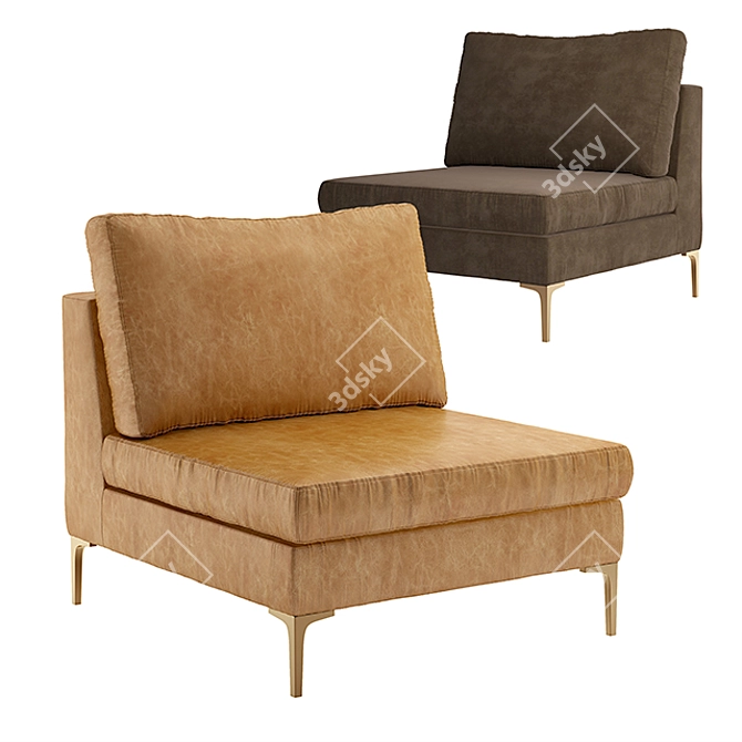 Luxury Slub Velvet Edlyn Chair 3D model image 1