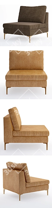 Luxury Slub Velvet Edlyn Chair 3D model image 2