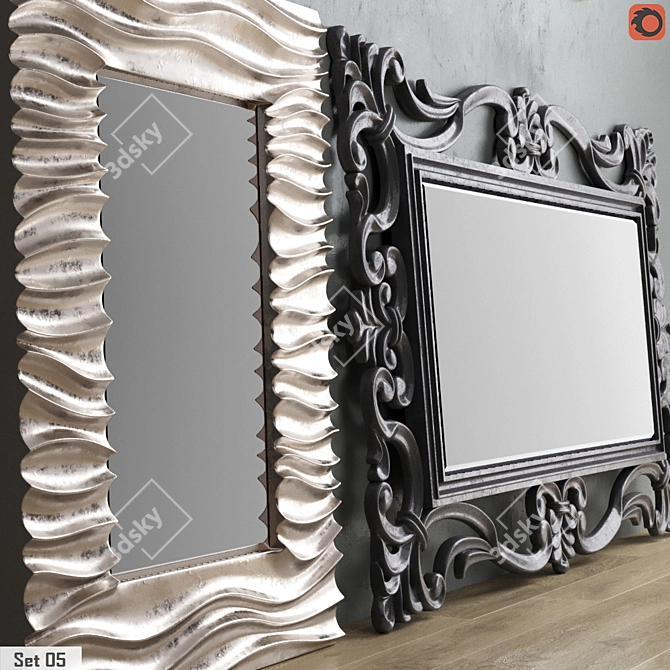 Elegant Mirror Collection Set for Luxurious Décor 3D model image 2