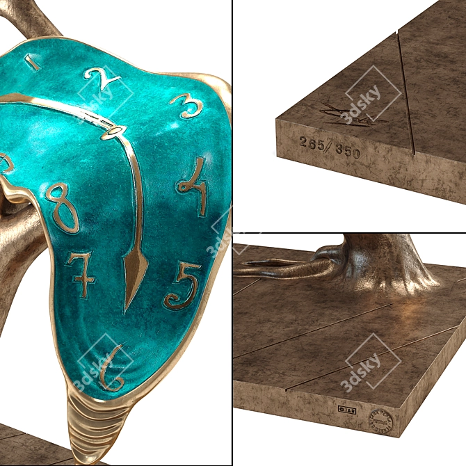 Dali's Time Sculpture: Bronze Masterpiece 3D model image 2