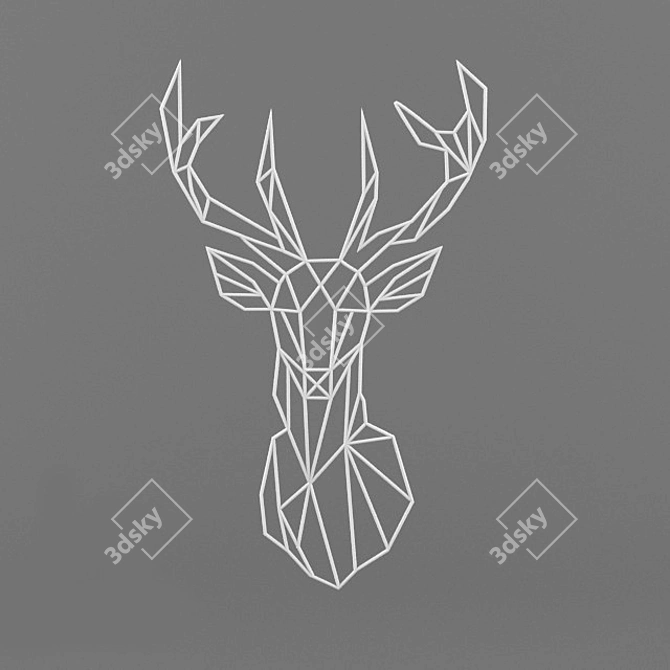 Elegant Metal Deer Wall Art 3D model image 1