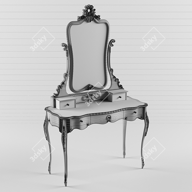 Elegant Solid Hardwood Dressing Table 3D model image 3