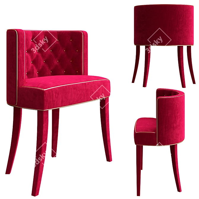 Elegant Bourbon Dining Chair 3D model image 1