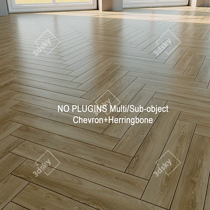 Natural Wood Parquet Tiles 119 3D model image 1