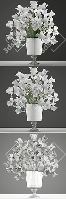 Elegant White Iris Bouquet 3D model image 3