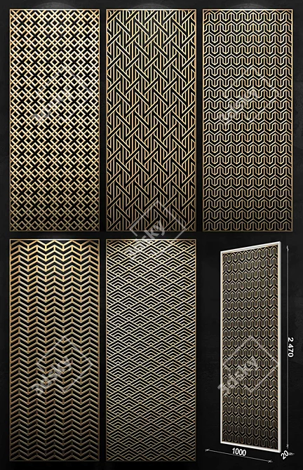 Elegant Brass Geometric Partition 3D model image 2