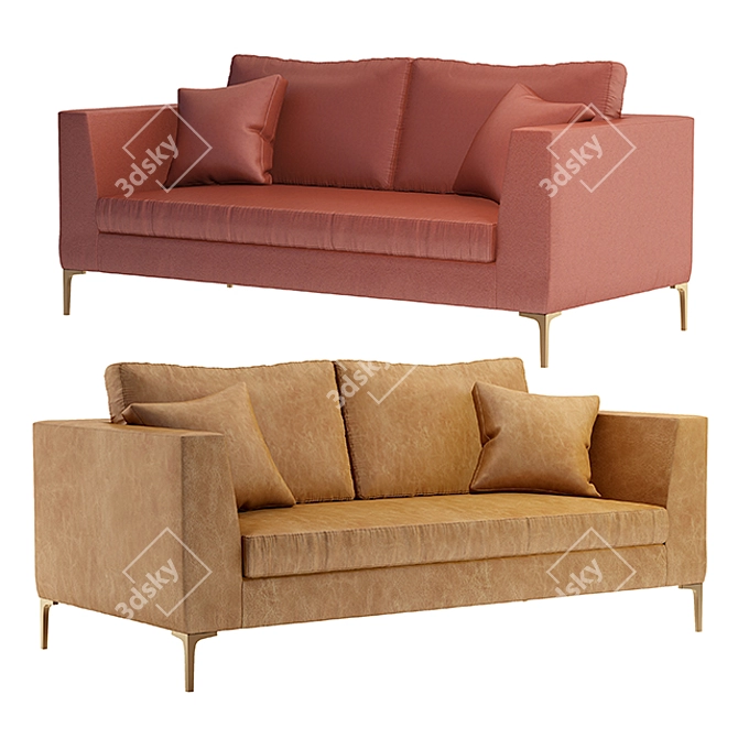 Luxurious Slub Velvet Edlyn Sofa 3D model image 1