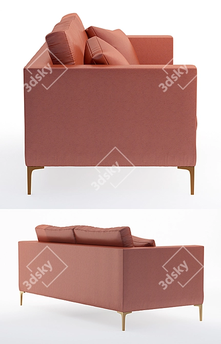 Luxurious Slub Velvet Edlyn Sofa 3D model image 2