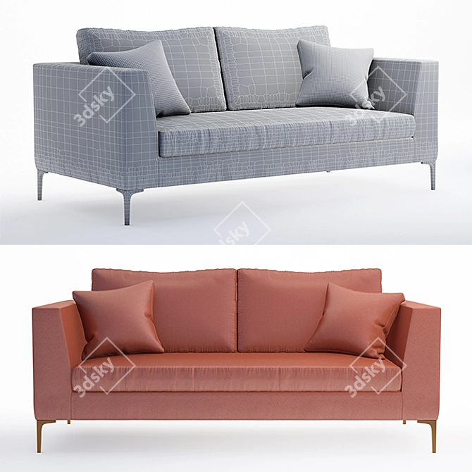 Luxurious Slub Velvet Edlyn Sofa 3D model image 3