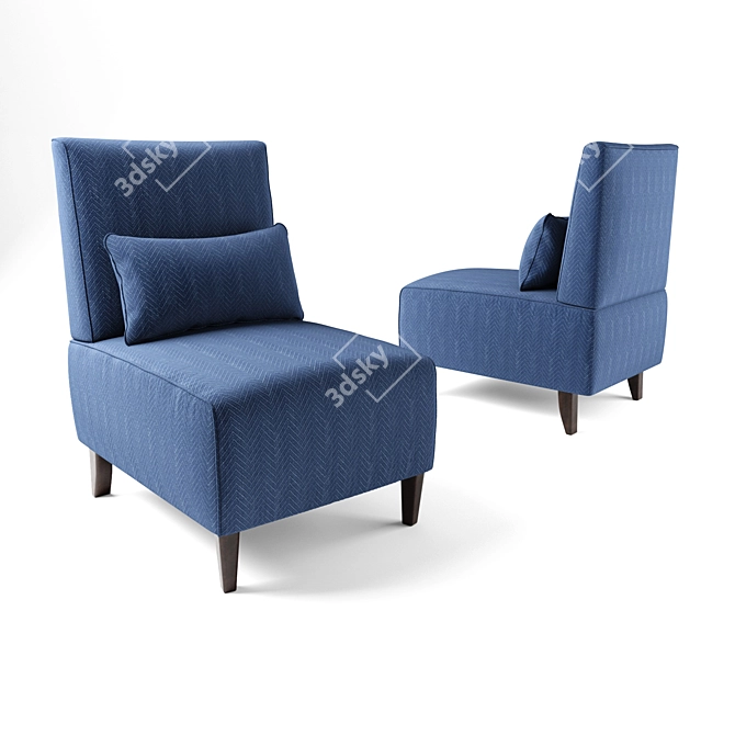 Elegant One-Pillow Armless Chair 3D model image 1